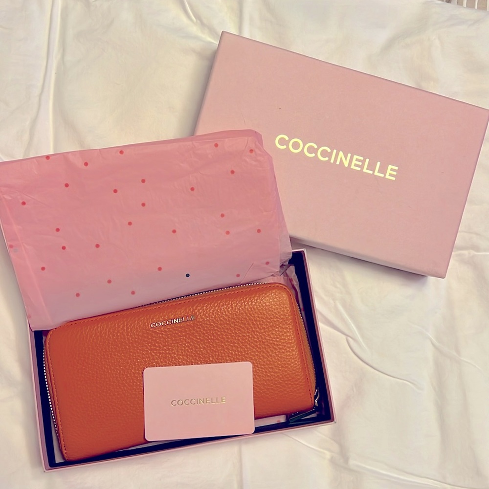 Coccinelle orange Zip Around Wallet NWT